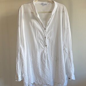 Tempo Paris White Embroidered Women's Top